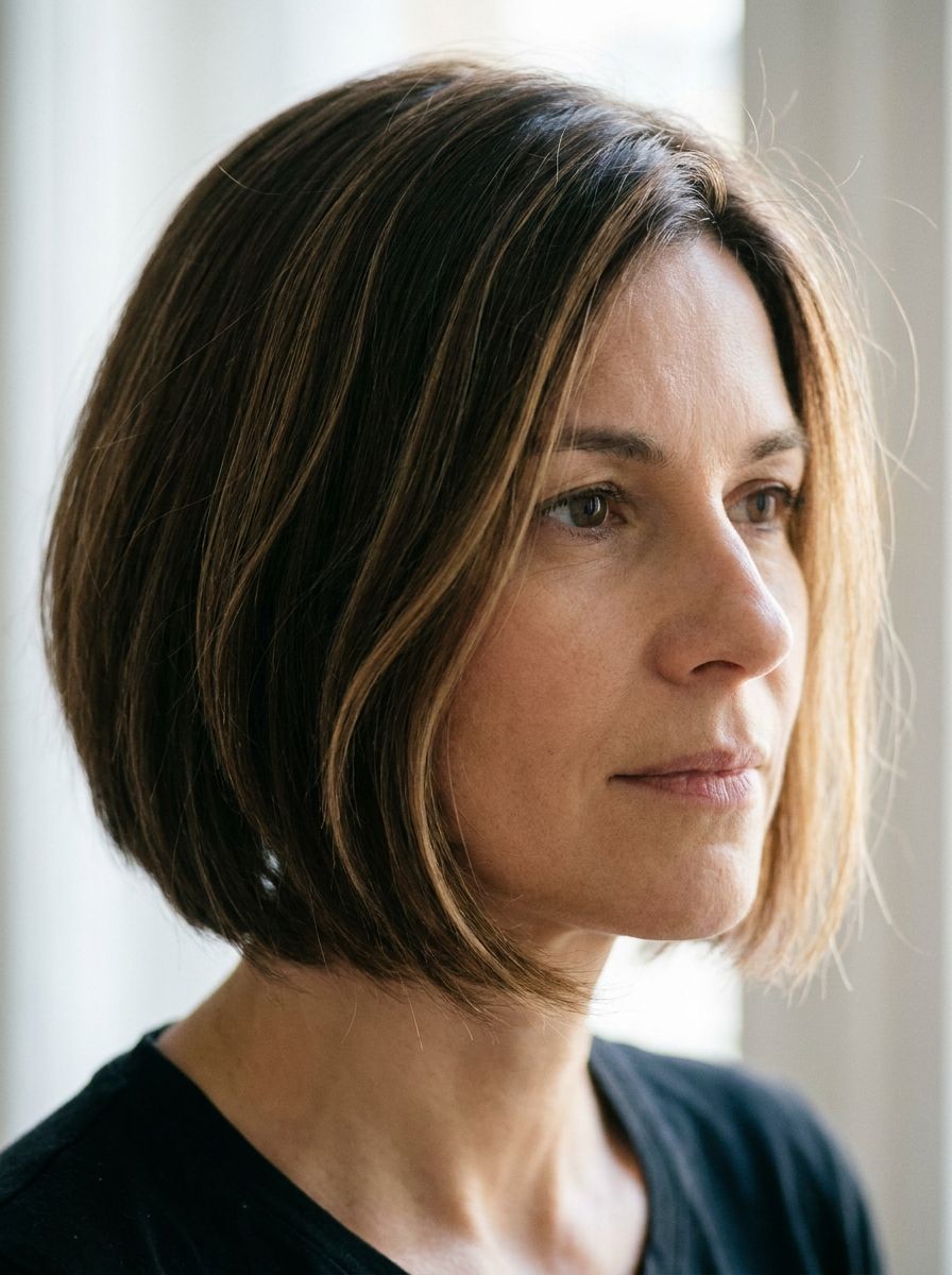Kurzer Bob mit Face-Framing Highlights - Haarfarben Ideen für kurze Haare